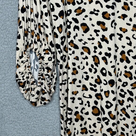 eeSome Shift Dress Womens Size Large Beige Leopard Print V Neck Knit Stretch - Picture 5 of 10
